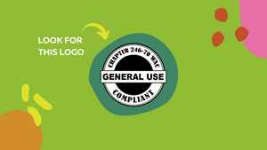 Designed graphic featuring the Department of Health compliance logo. Says "look for this logo." Light green background.