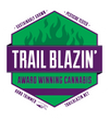 Trail Blazin' hexagon logo in purple, white, and green.